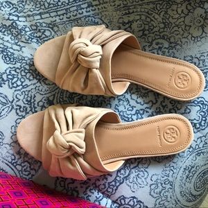 Tory Burch Annabelle Bow Slides in Blush